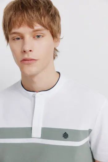 Поло з піке зі стоячим коміром slim fit