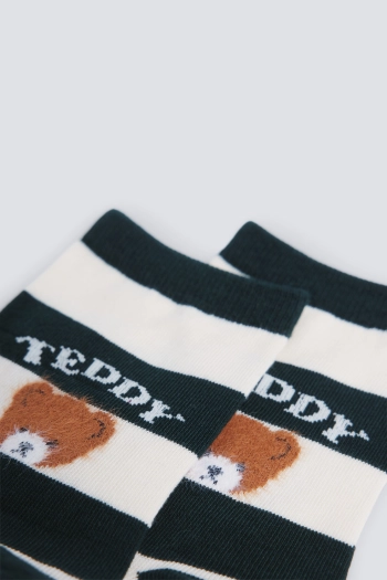 Довгі шкарпетки в смужку з ведмедиком