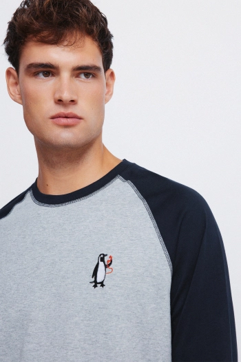 Длинная пижама с брюками в клетку