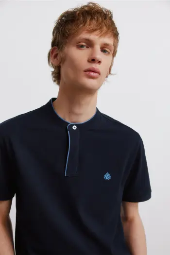 Поло з піке зі стоячим коміром slim fit