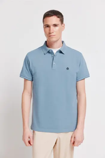 Поло піке Slim Fit з контрастними манжетами