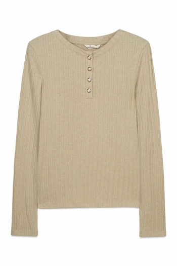 Футболка з ребристою горловиною на ґудзиках