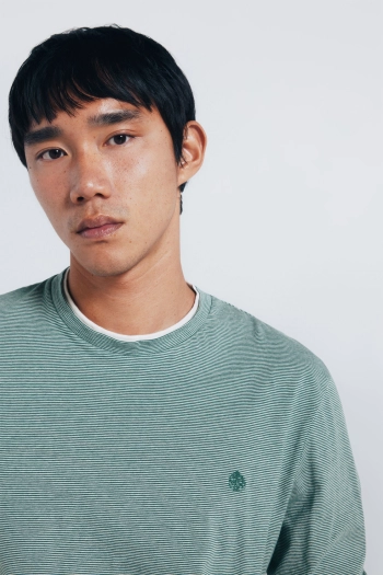 Футболка з довгим рукавом у подвійну мікросмужку