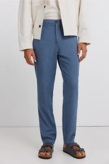 Фактурные брюки из льна comfort slim fit