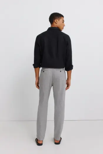 Фактурные брюки из льна comfort slim fit