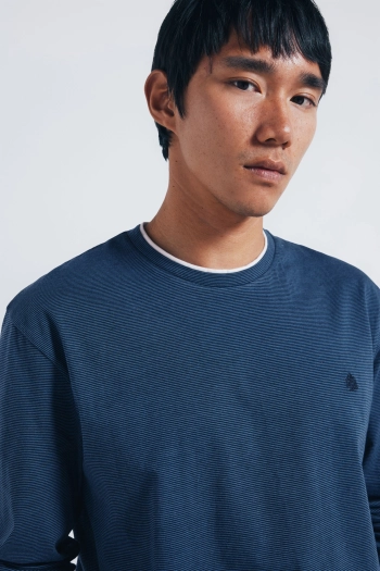 Футболка з довгим рукавом у подвійну мікросмужку