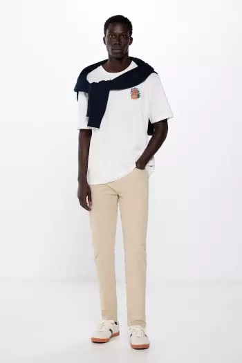 Легкі кольорові штани крою Slim fit з 5 кишенями