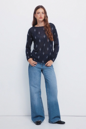 Футболка с длинным рукавом и принтом