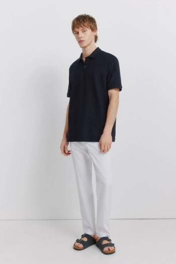 Поло пике классического кроя на молнии