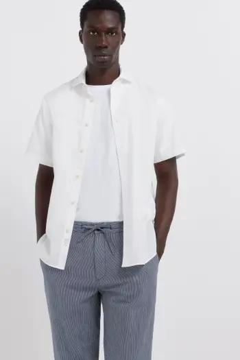 Лляні штани чинос у смужку straight fit