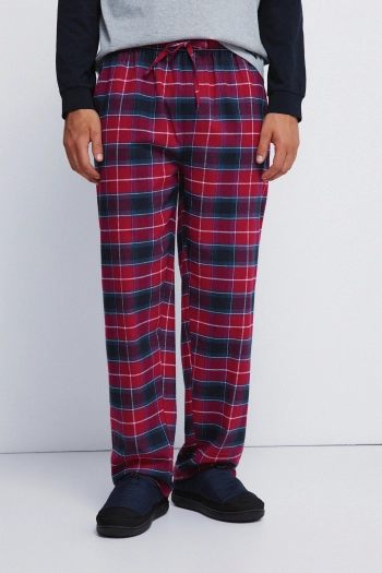 Длинная пижама с брюками в клетку