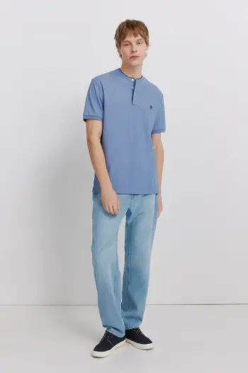 Поло з піке зі стоячим коміром slim fit