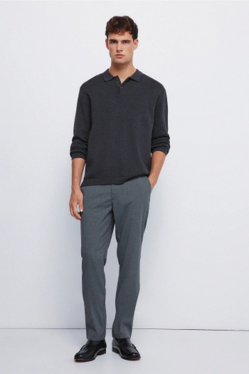 Штани з фактурної тканини крою slim fit