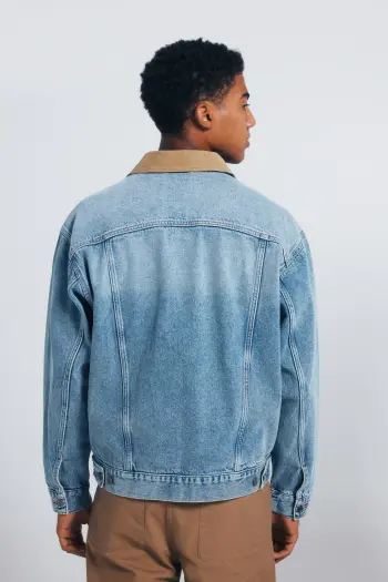 Джинсова куртка Oversize з контрастним коміром