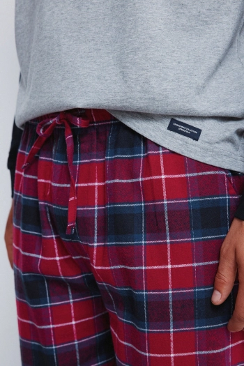 Длинная пижама с брюками в клетку