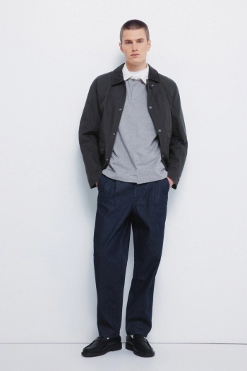 Однотонное поло с длинным рукавом