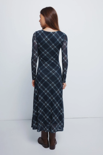 Сукня-міді з шифону в клітинку