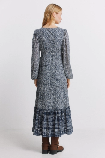 Платье миди с воланом на талии и принтом