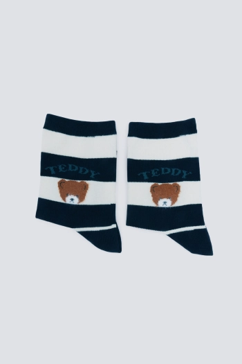 Довгі шкарпетки в смужку з ведмедиком