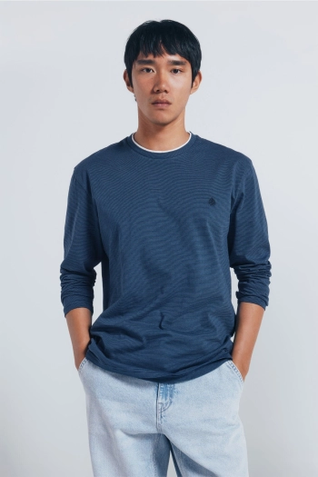 Футболка з довгим рукавом у подвійну мікросмужку