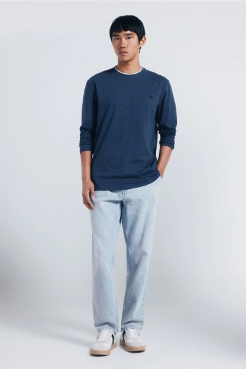 Футболка з довгим рукавом у подвійну мікросмужку