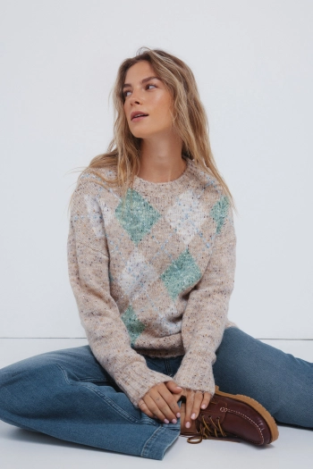 Меланжевий джемпер з ромбовим принтом