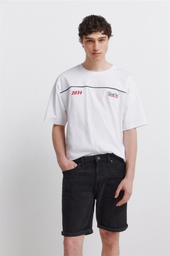 Базові чорні джинсові бермуди slim fit