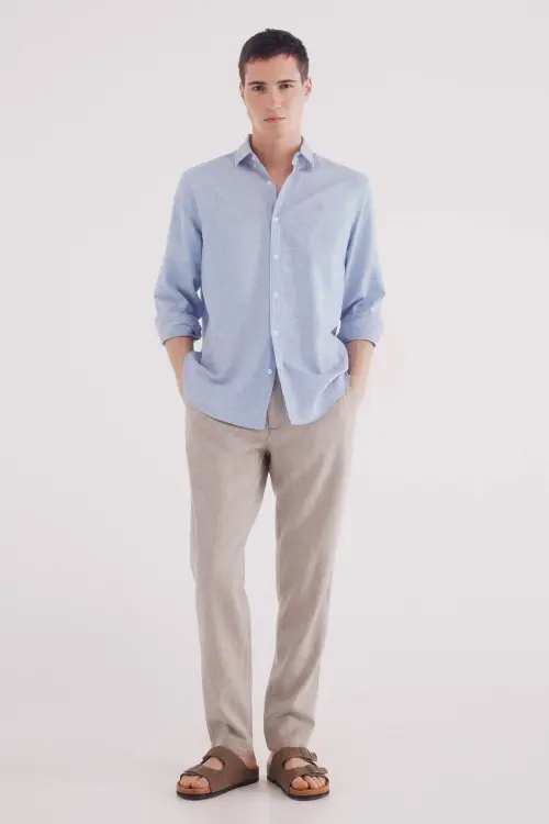 Брюки кроя Slim fit из льна