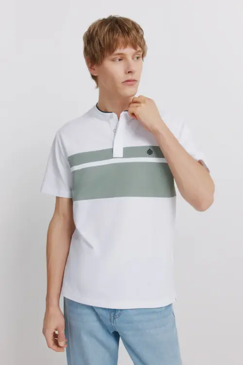 Поло из пике со стойкой slim fit