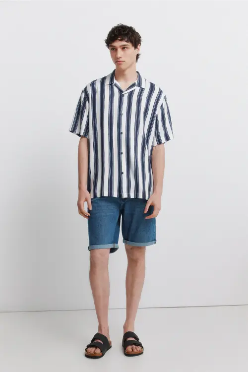 Базові джинсові бермуди slim fit