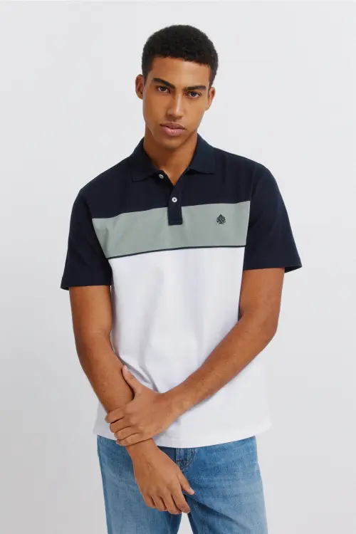 Поло пике в стиле колор-блок slim fit