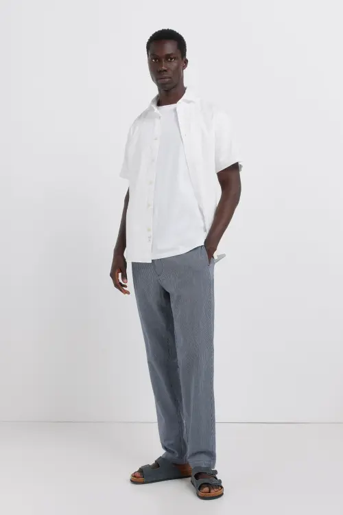 Лляні штани чинос у смужку straight fit