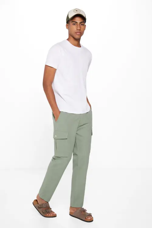 Лляні штани-карго крою Slim fit