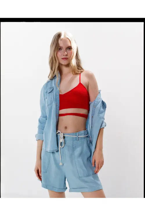 Джинсові шорти Tencel з поясом